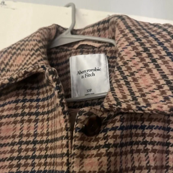 Abercrombie and Fitch Brown Plaid Trench Coat - Picture 4 of 4